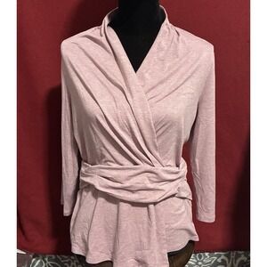 J. Jill women's mauve pink wrapped style top draped v-neck 3/4 sleeves Medium
